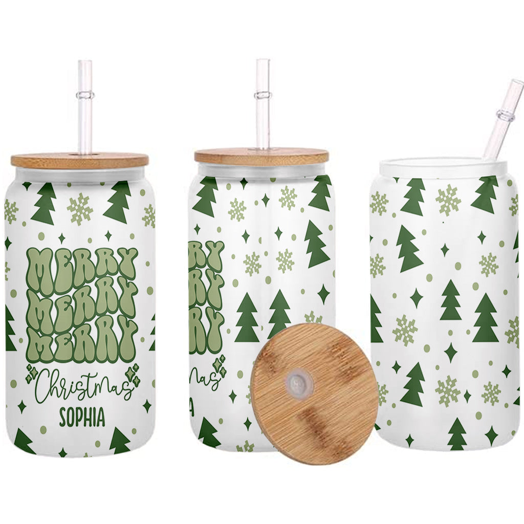 Merry Christmas - Personalized Christmas Can Glass