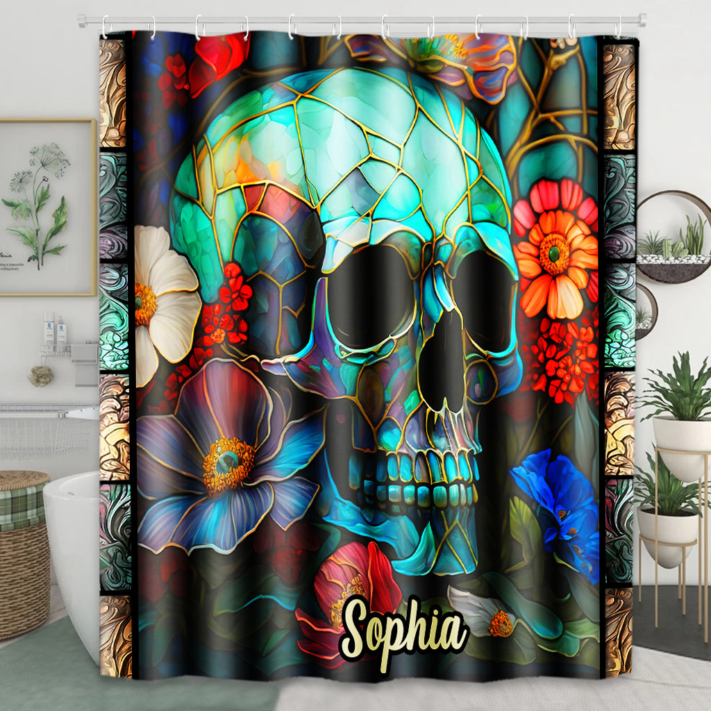 Floral Skull - Personalized Skull Shower Curtain
