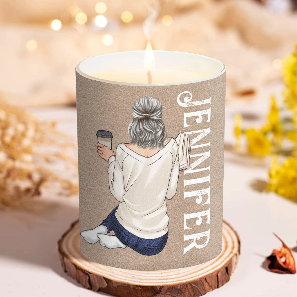 Smells Like She's Reading Again - Personalized Book Candle With Wooden Lid