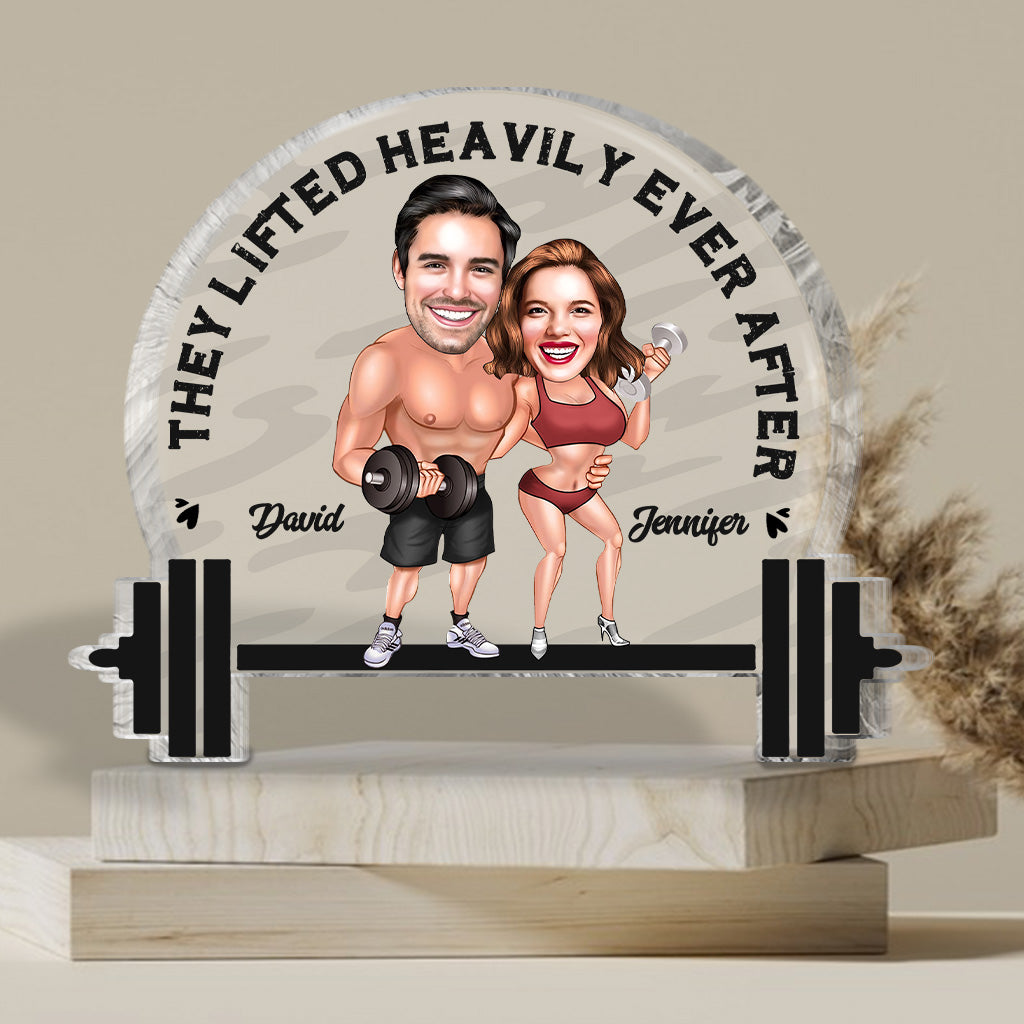 They Lifted Heavily Ever After - Personalized Fitness Custom Shaped Acrylic Plaque