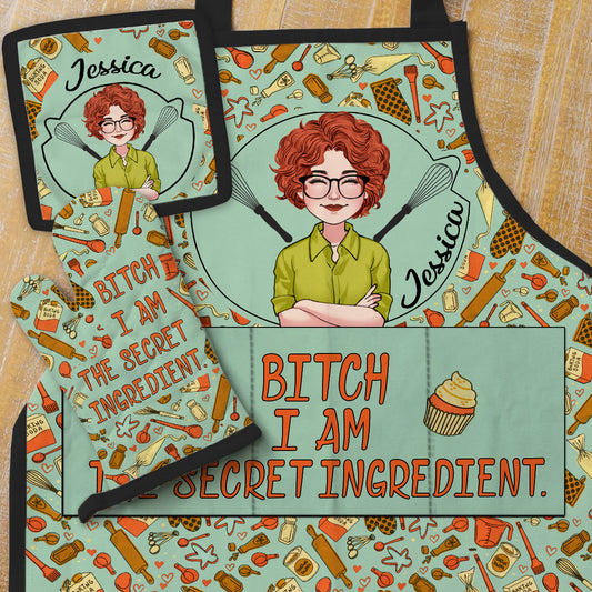 I Am The Secret Ingredient - Personalized Baking Apron, Oven Mitts & Pot Holder