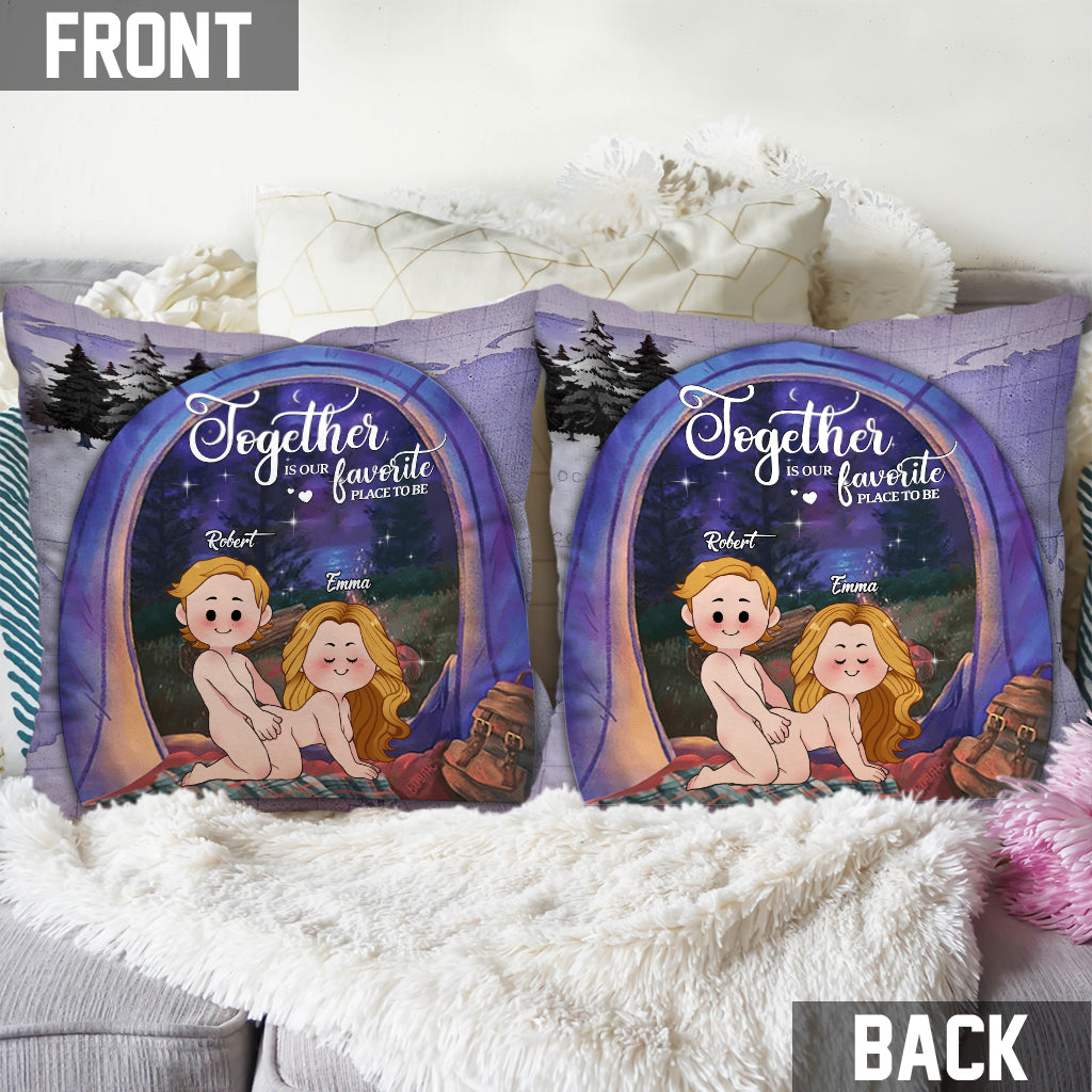 Together Is Our Favorite Place To Be - Personalized Camping Throw Pillow