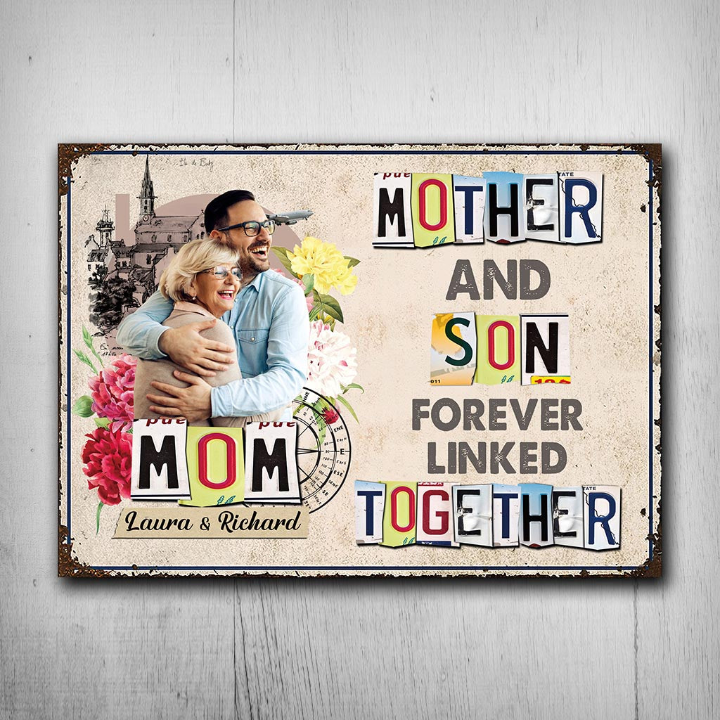 Forever Linked Together - Gift for mom, daughter, son - Personalized Rectangle Metal Sign
