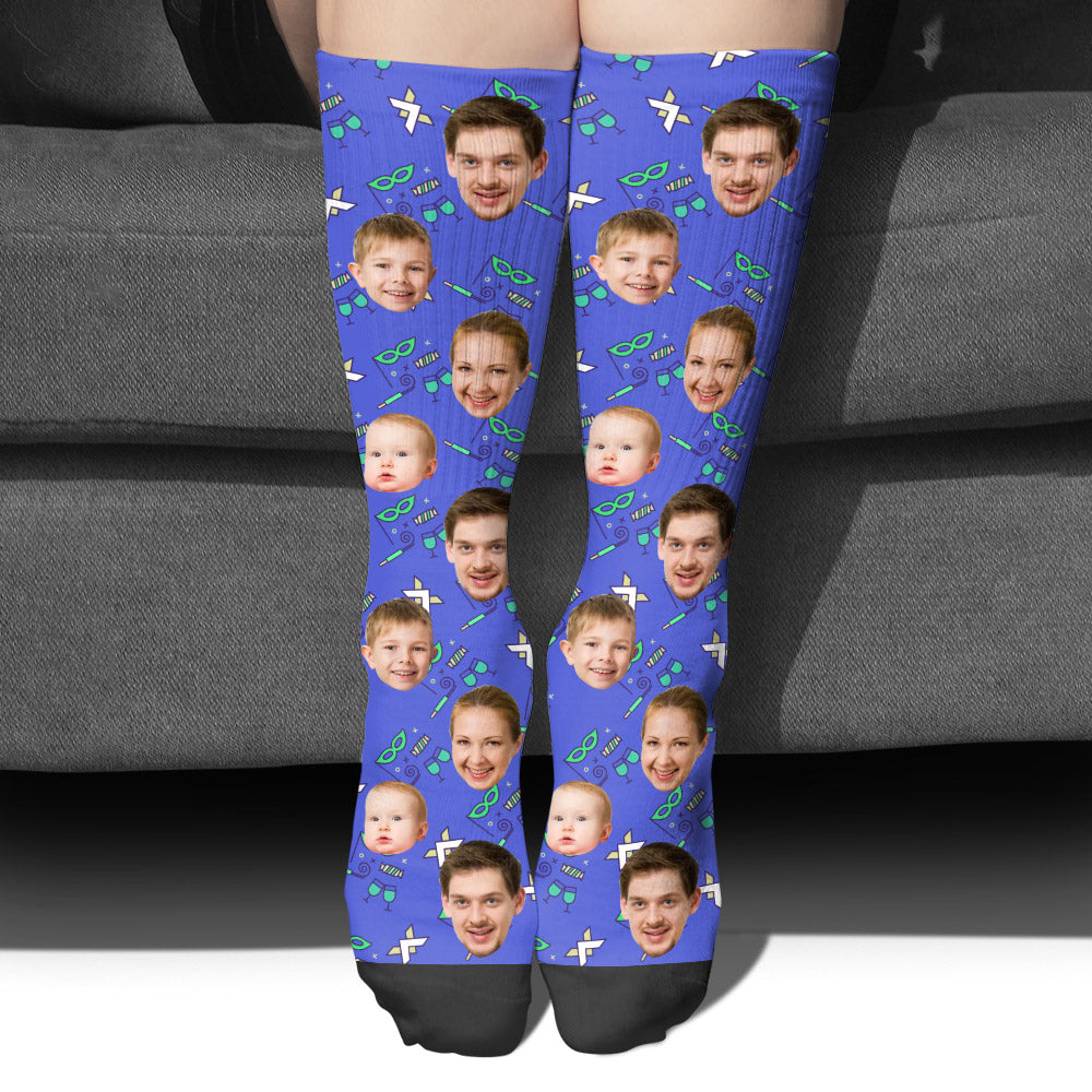 Custom Face Party Pattern - Personalized Family Socks