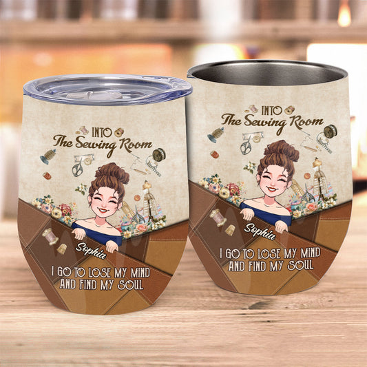And Into The Sewing Room I Go - Personalized Sewing Wine Tumbler