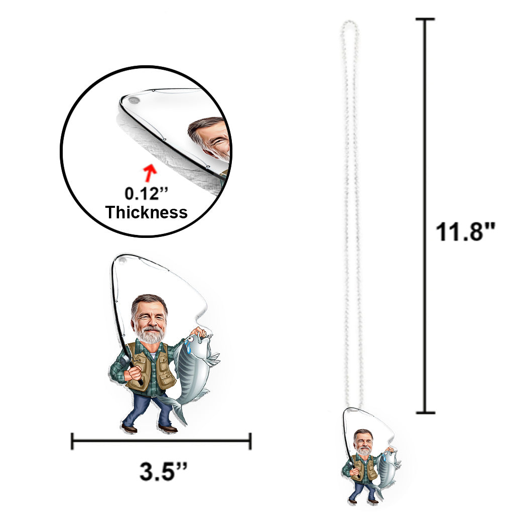 Photo Inserted Funny Fishing - Personalized Fishing Car Ornament
