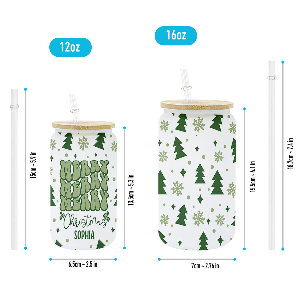 Merry Christmas - Personalized Christmas Can Glass