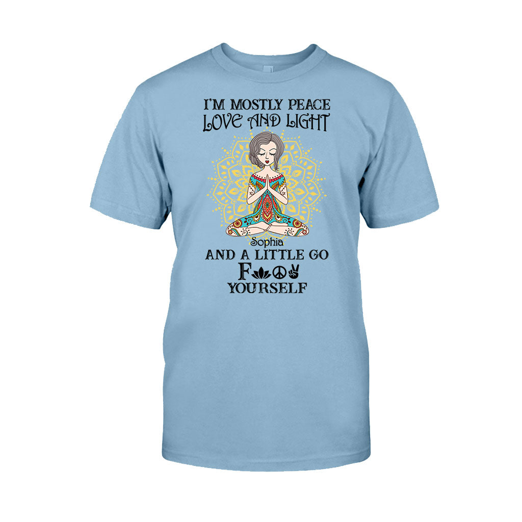 I’m Mostly Peace Love And Light - Personalized Yoga T-shirt And Hoodie