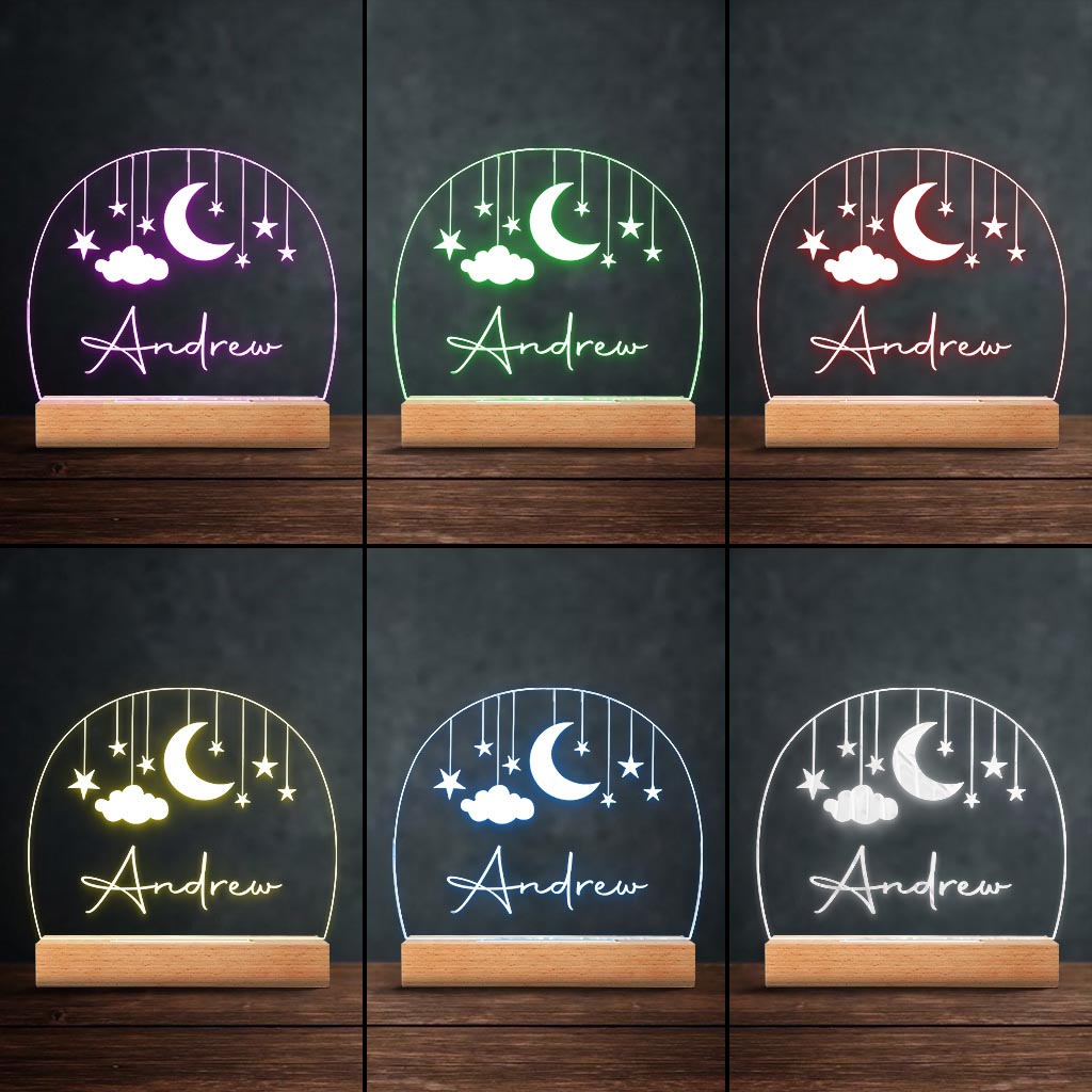 Moon and Star Nightlight - Personalized Kid Shaped Plaque Light Base
