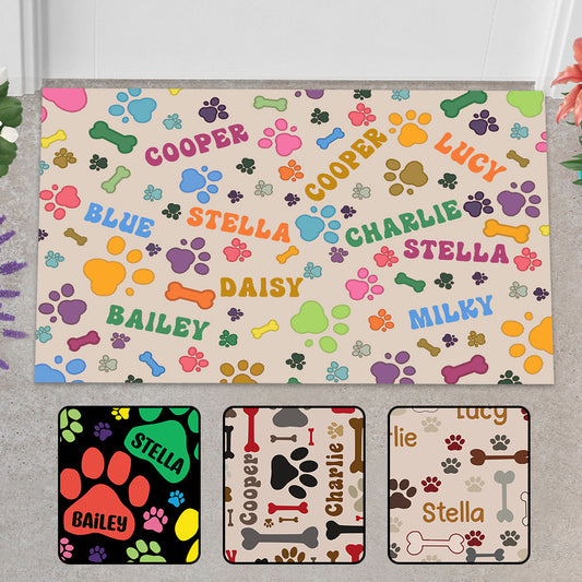 Dog Bones and Paws - Personalized Dog Doormat
