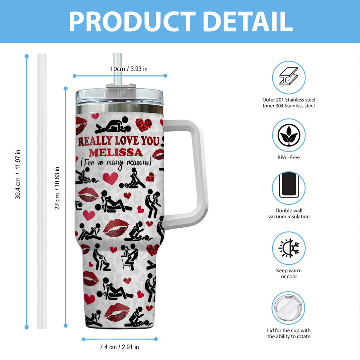 I Really Love You For So Many Reasons With Any Name - Personalized Couple Tumbler With Handle