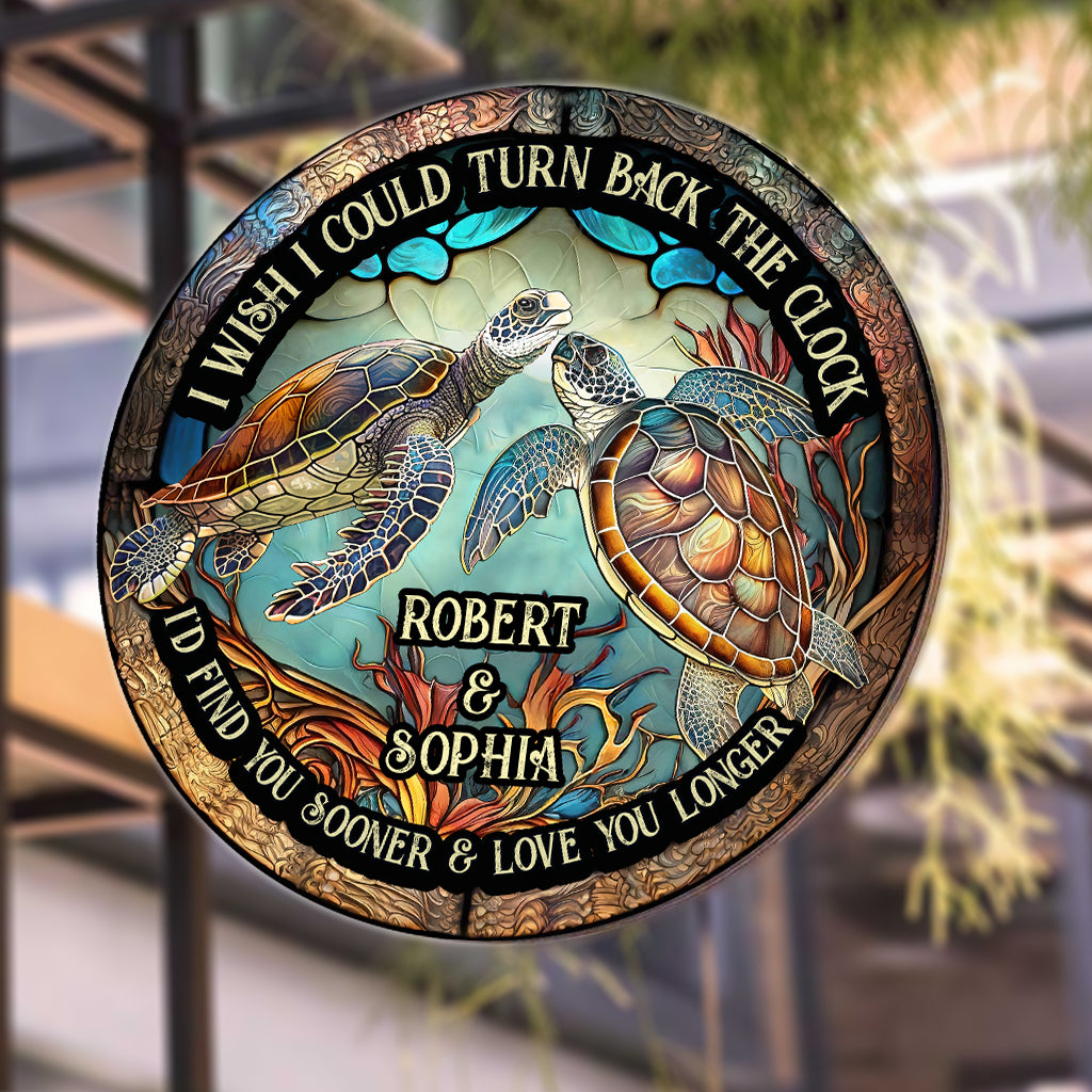 Turn Back The Clock - Personalized Turtle Round Metal Sign