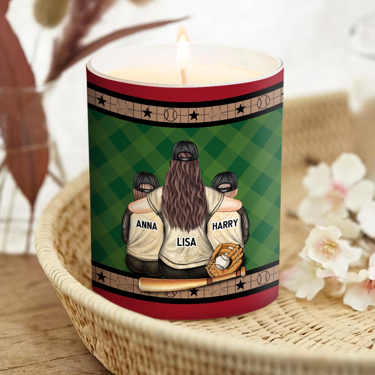 My Heart Is On That Field - Personalized Baseball Candle With Wooden Lid
