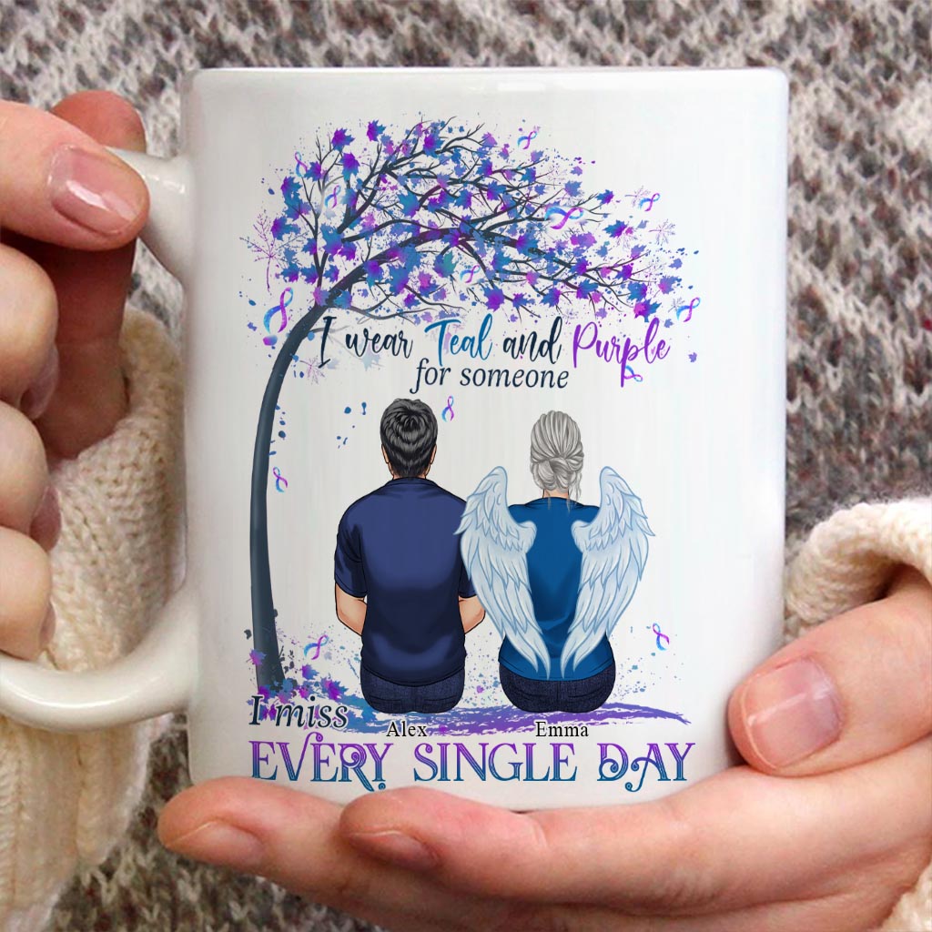 I Wear Teal And Purple - Personalized Suicide Prevention Mug