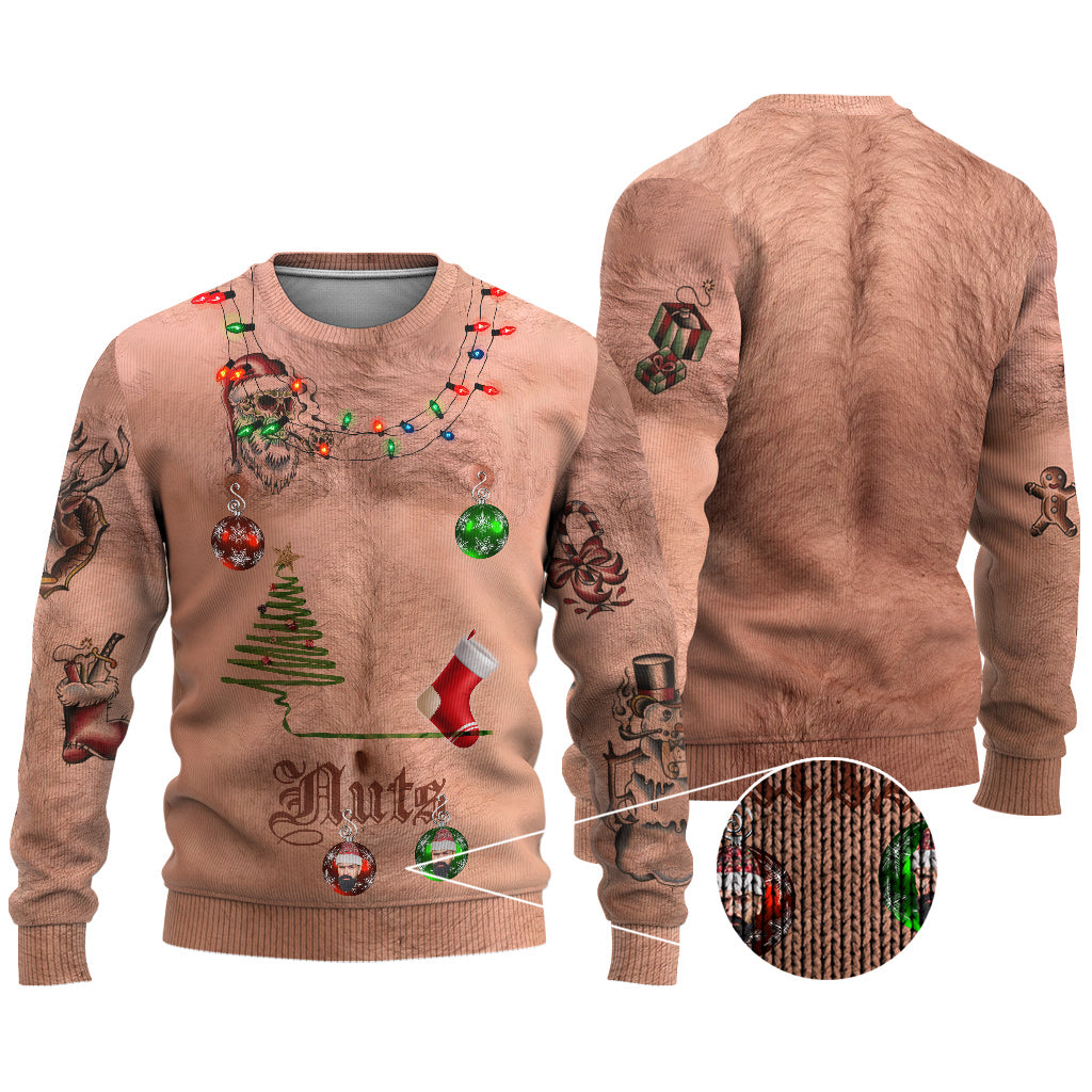 Chest vs Nut Funny Christmas Ugly Sweater - Personalized Couple Ugly Sweater