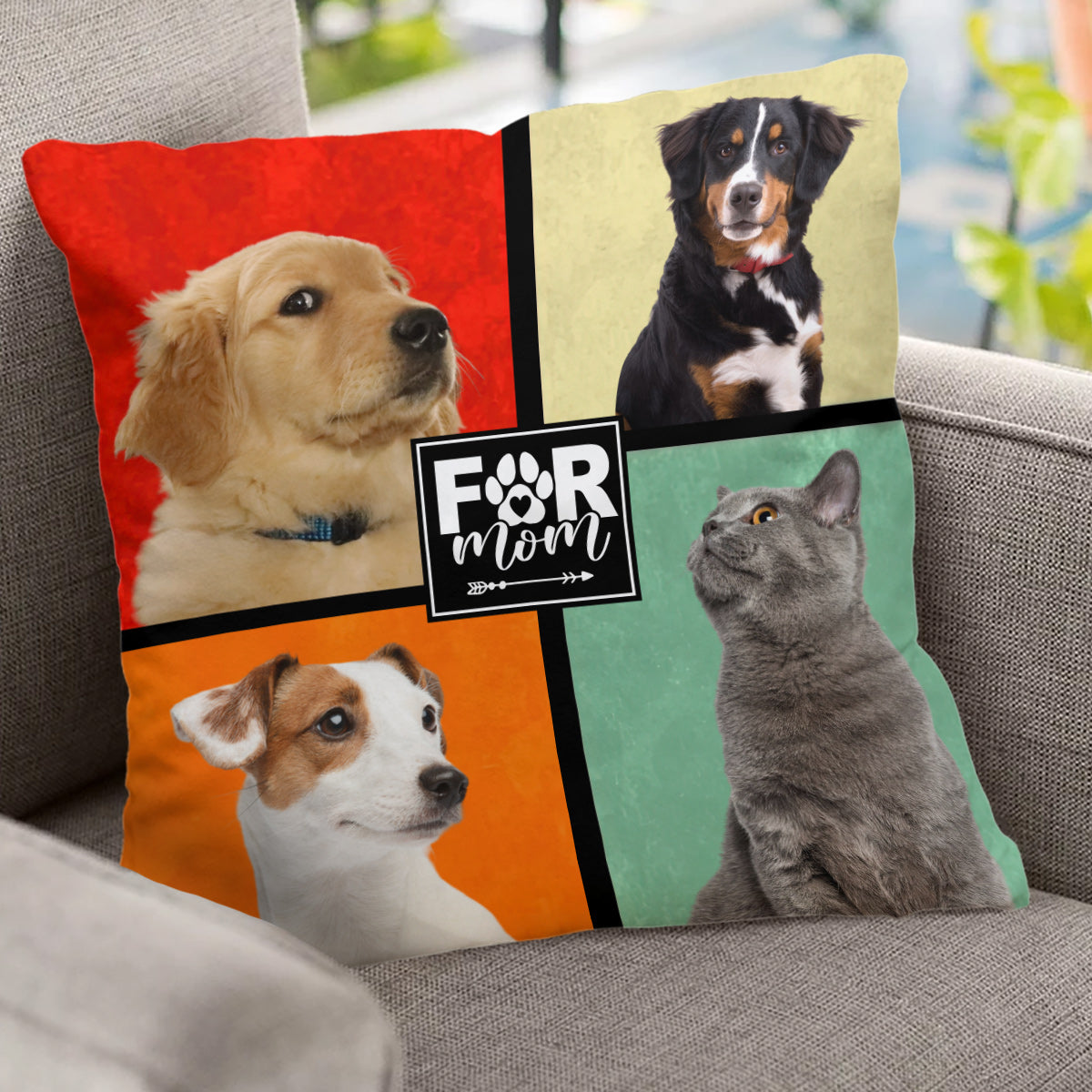 Dog Mom/ Cat Mom/ Fur Dad.... - Gift for dog lovers, cat lover - Personalized Throw Pillow