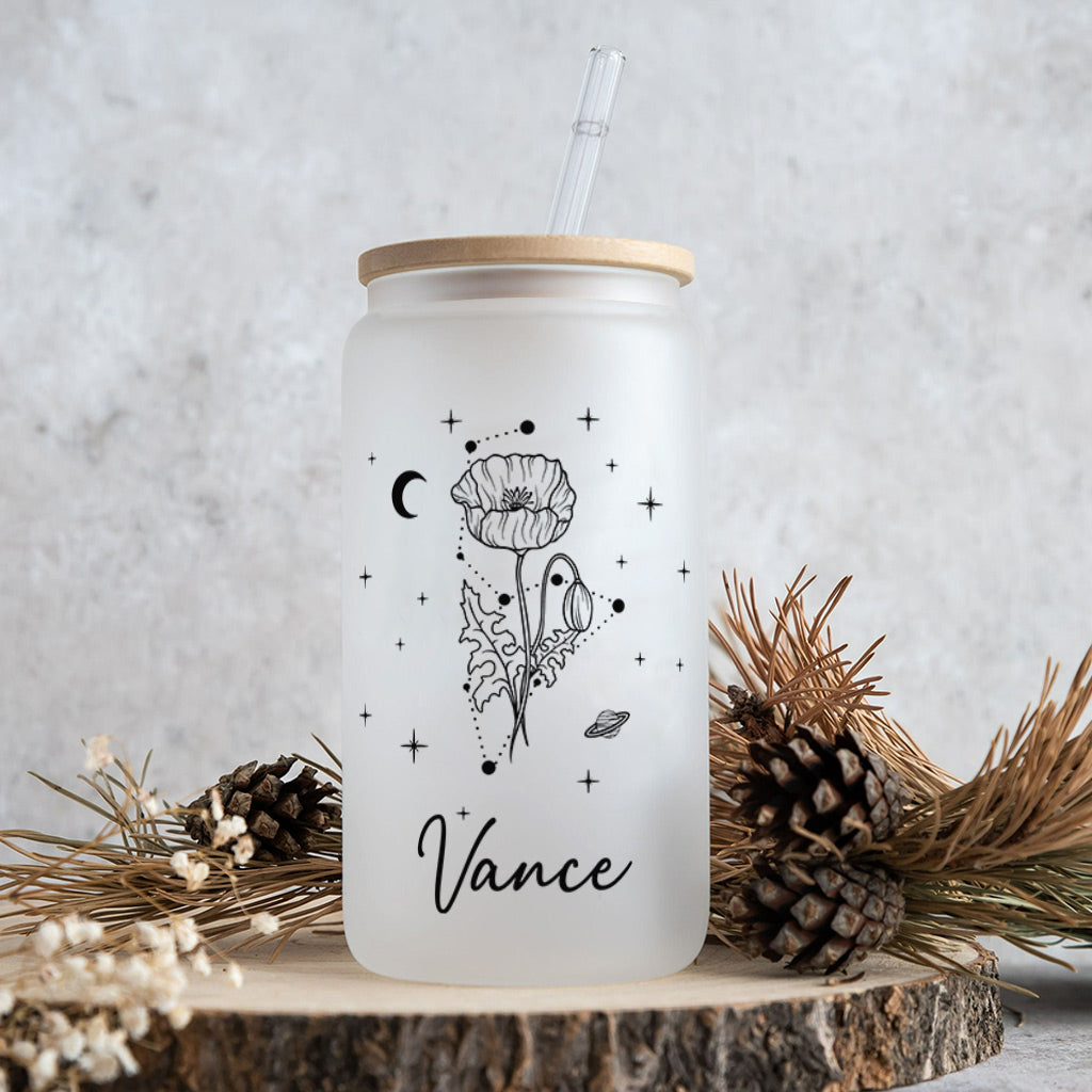 Zodiac Sign Birth Flower - Personalized Horoscope Can Glass