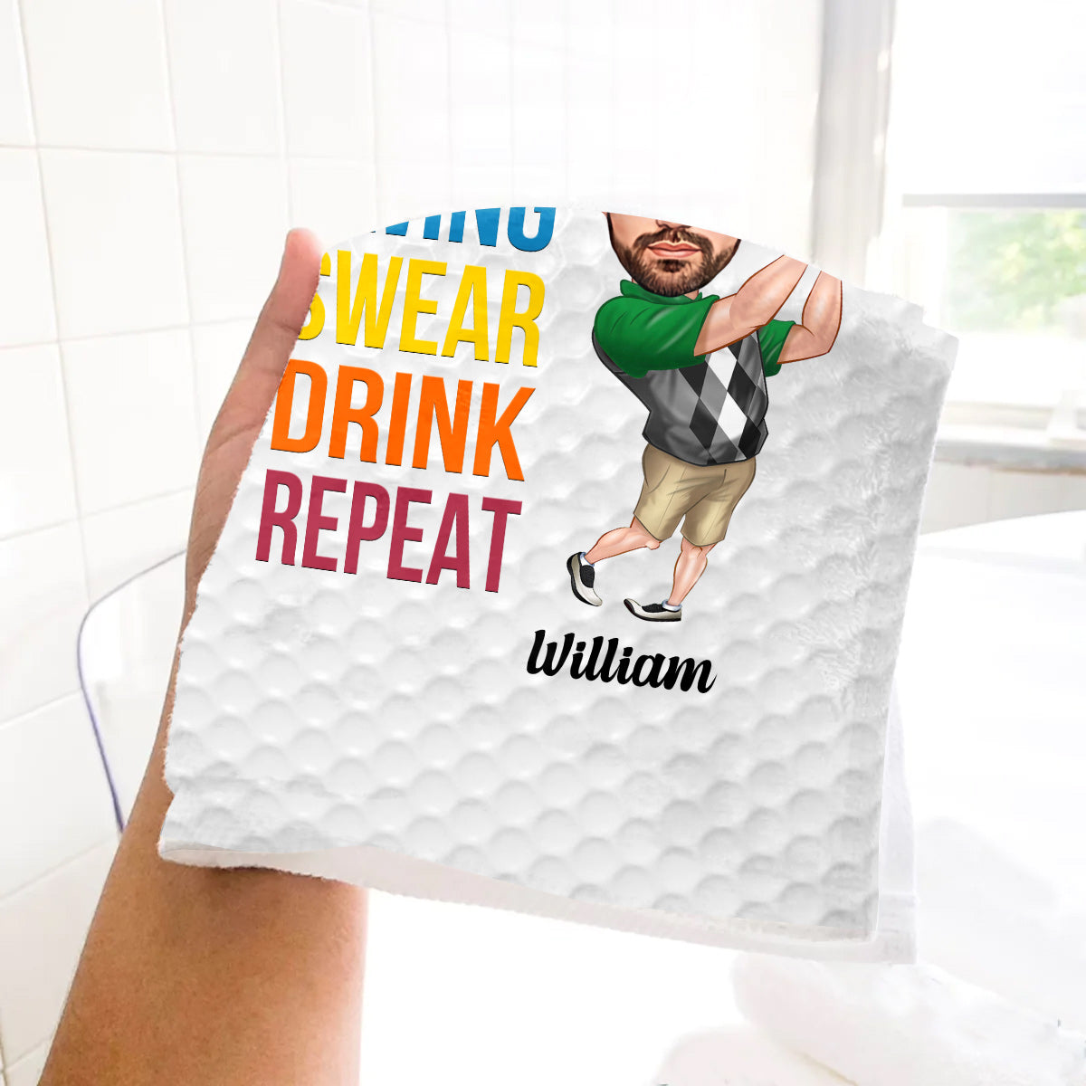 Swing Swear Drink Repeat - Personalized Golf Towel