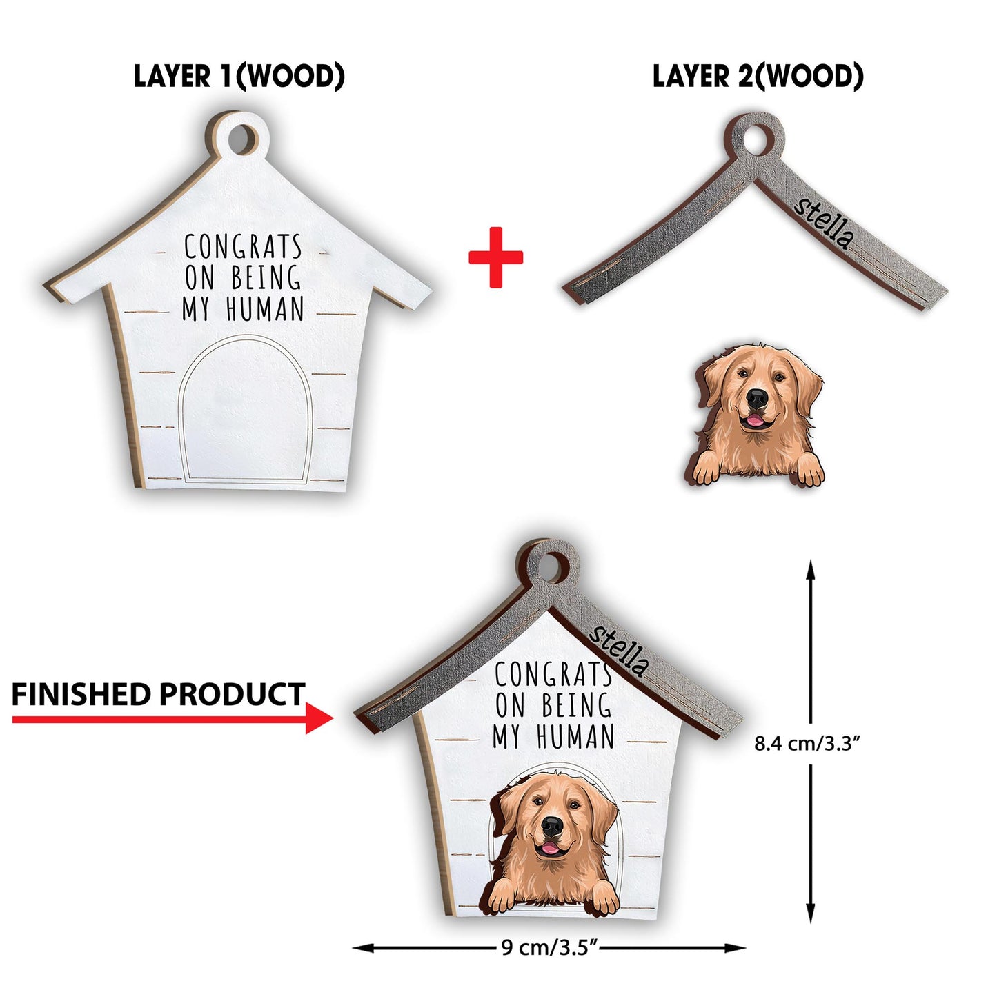 Congrats On Being My Human - Personalized Dog 2 Layered Piece Ornament