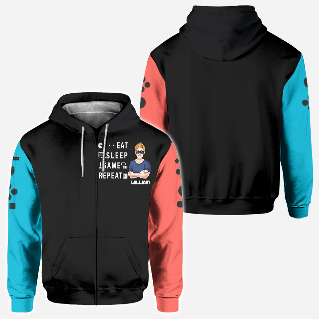 Eat Sleep Game Repeat - Personalized Video Game All Over Shirt