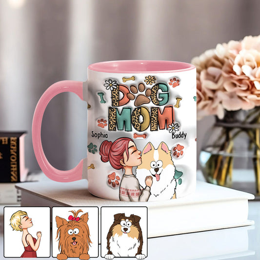 Dog Mom Cat Mom Inflated - Gift for dog lovers, cat lover - Personalized Accent Mug