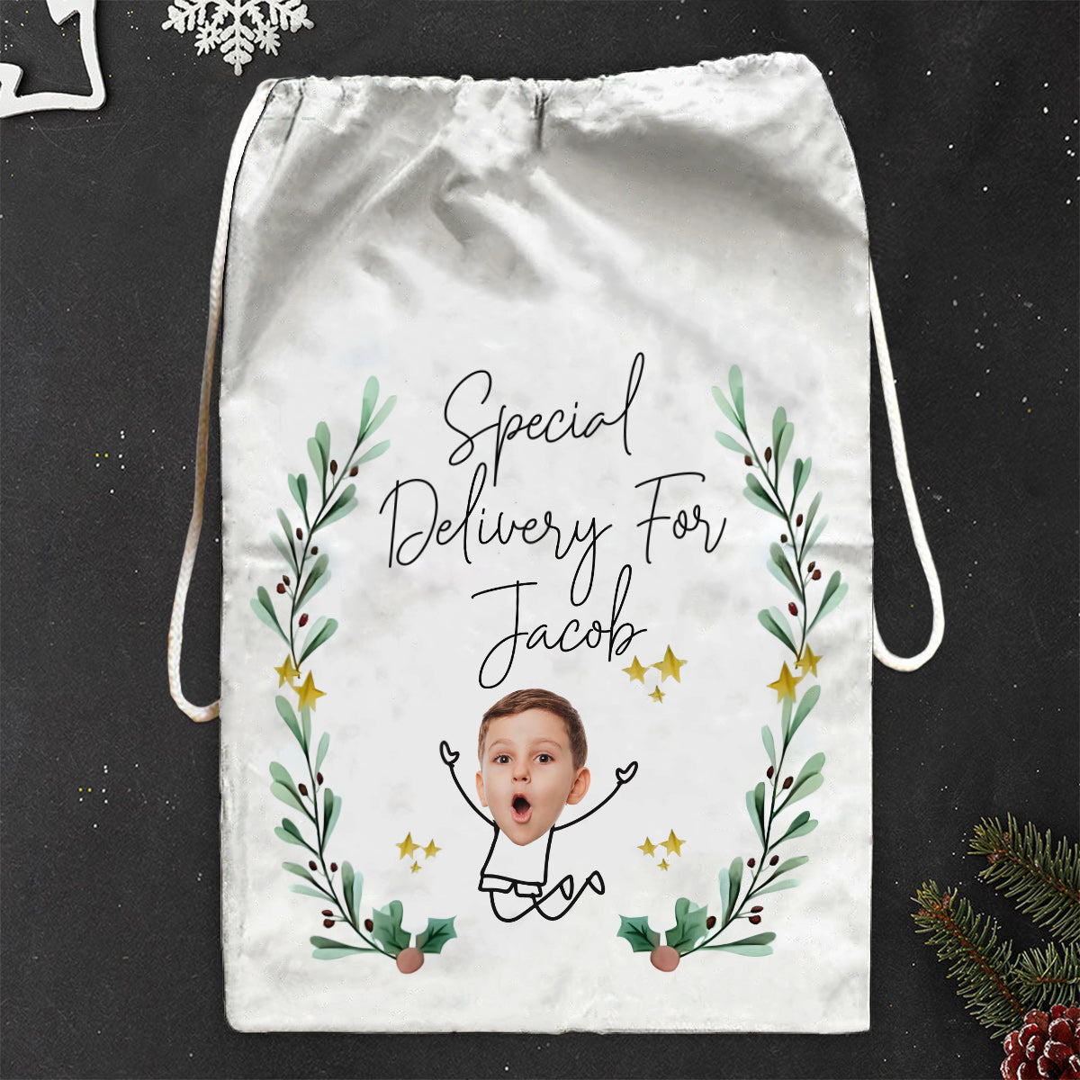 Special Delivery For - Personalized Kid Drawstring Tote Bag