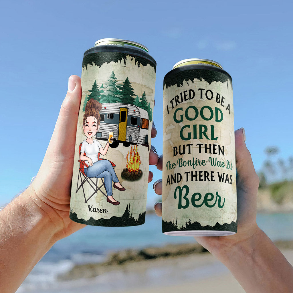 I Tried To Be A Good Girl - Personalized Camping Can Cooler