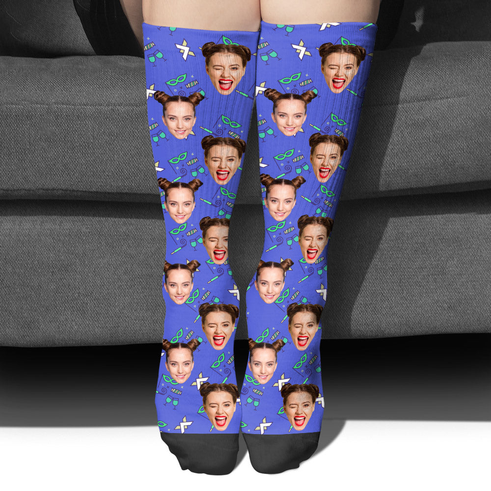 Custom Face Party Pattern - Personalized Bestie Socks