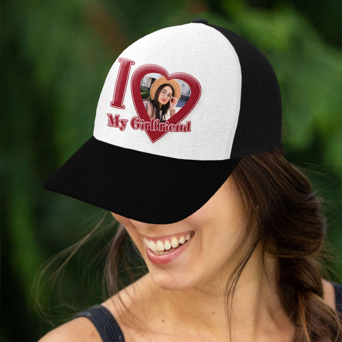 I Love My Girlfriend/ Boyfriend/ Wife... - Personalized Couple Trucker Hat