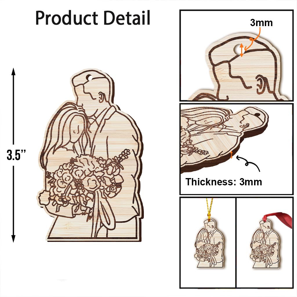 Couple Line Drawing - Personalized Couple Ornament