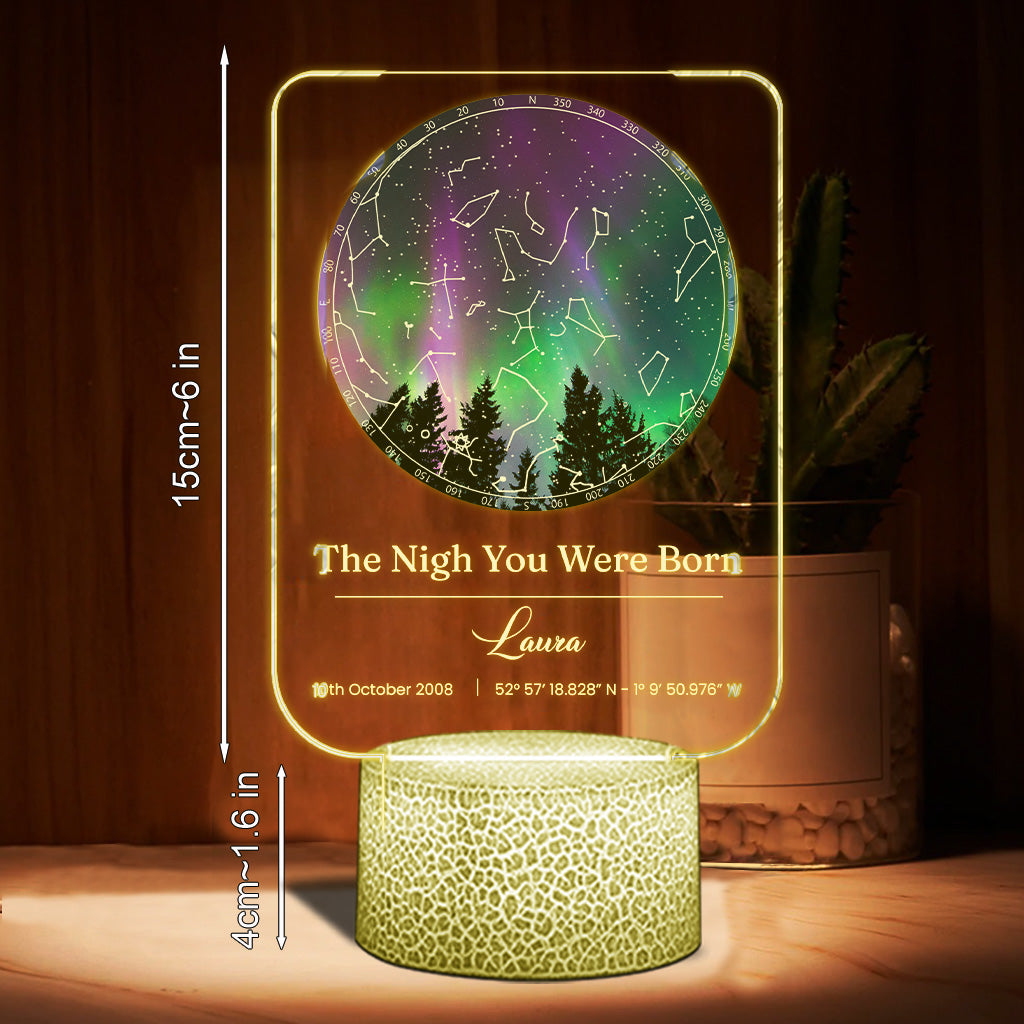 The Day You Were Born - Personalized Birthday Shaped Plaque Light Base
