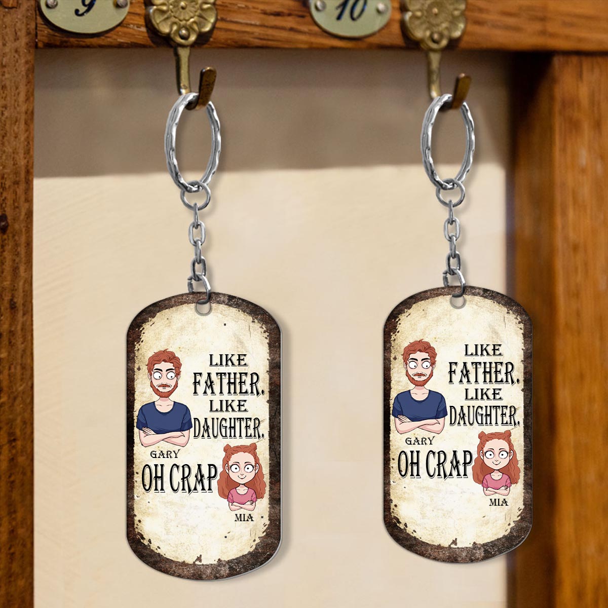 Like Father Like Daughter Like Son - Gift for dad, mom, son, daughter - Personalized Stainless Steel Keychain