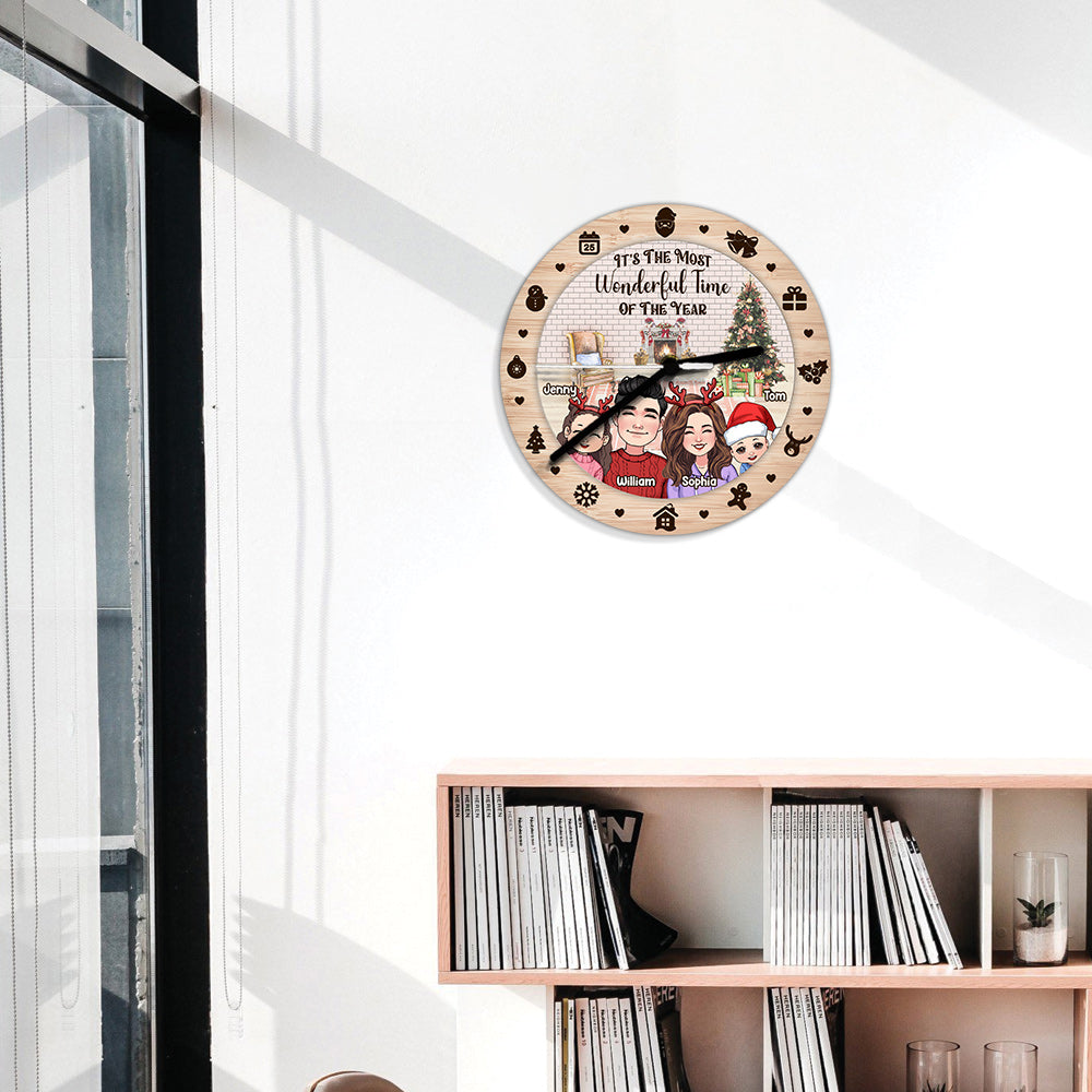 The Most Wonderful Time Of The Year - Personalized Family Wall Clock