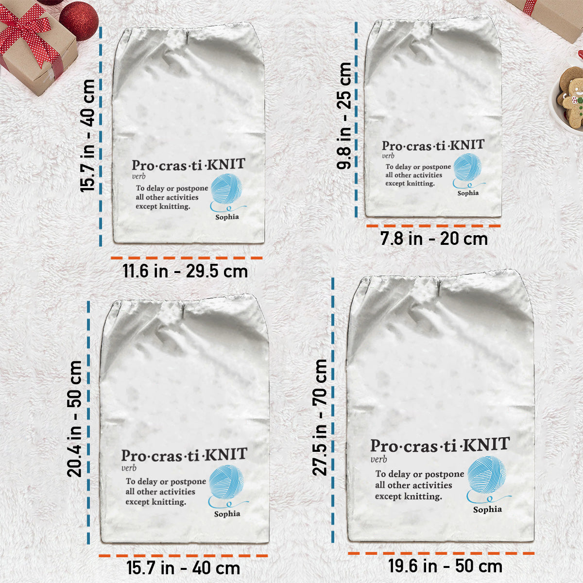 Pro-cras-ti-KNIT - Personalized Knitting Drawstring Tote Bag