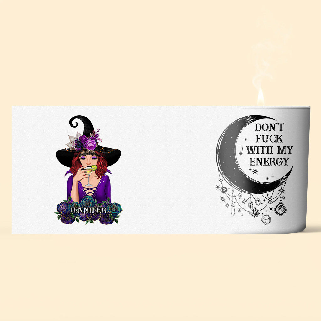 Don't F With My Energy - Personalized Witch Candle With Wooden Lid