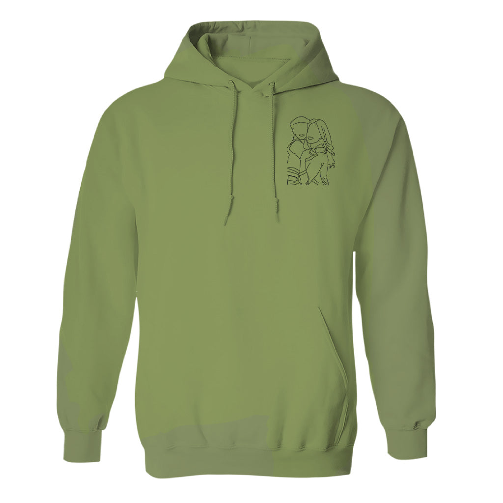 Custom Line Art - Personalized Step Mom Embroidered Hoodie