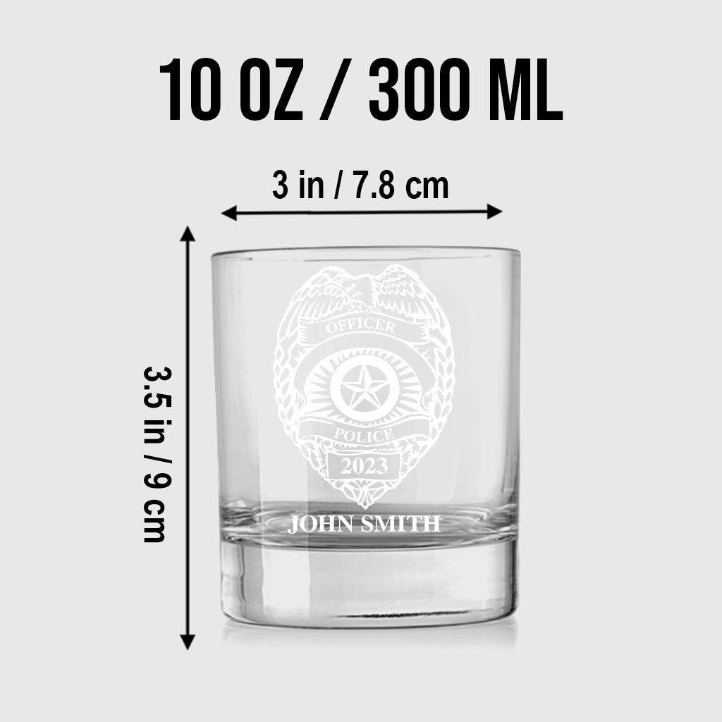Police Officer - Personalized Police Officer Rock Glass