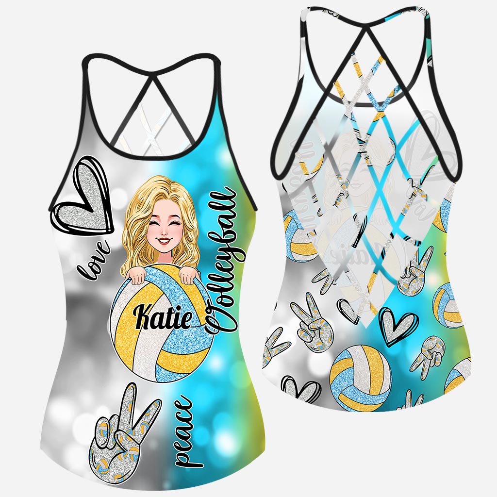 Cool Volleyball Mom - Personalized Volleyball Cross Tank Top