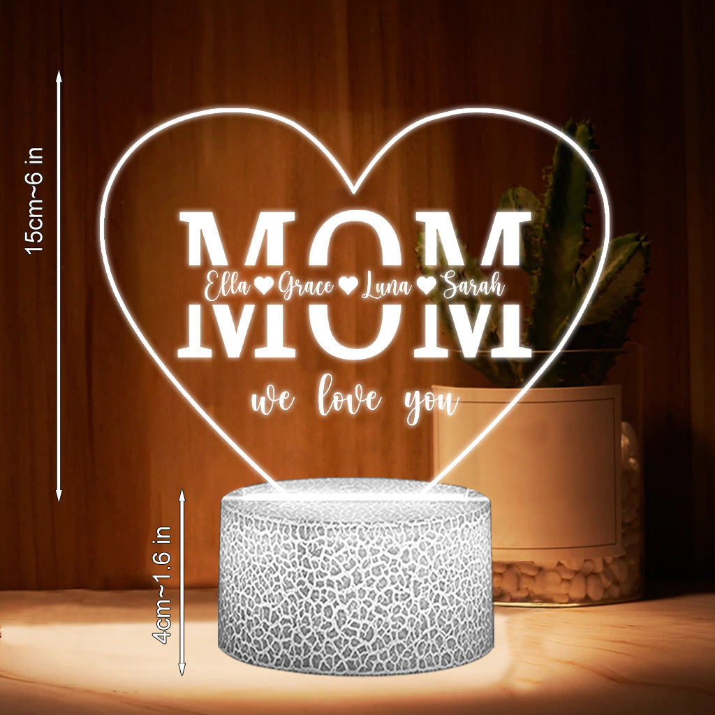 Love Mom - Personalized Mother Shaped Plaque Light Base