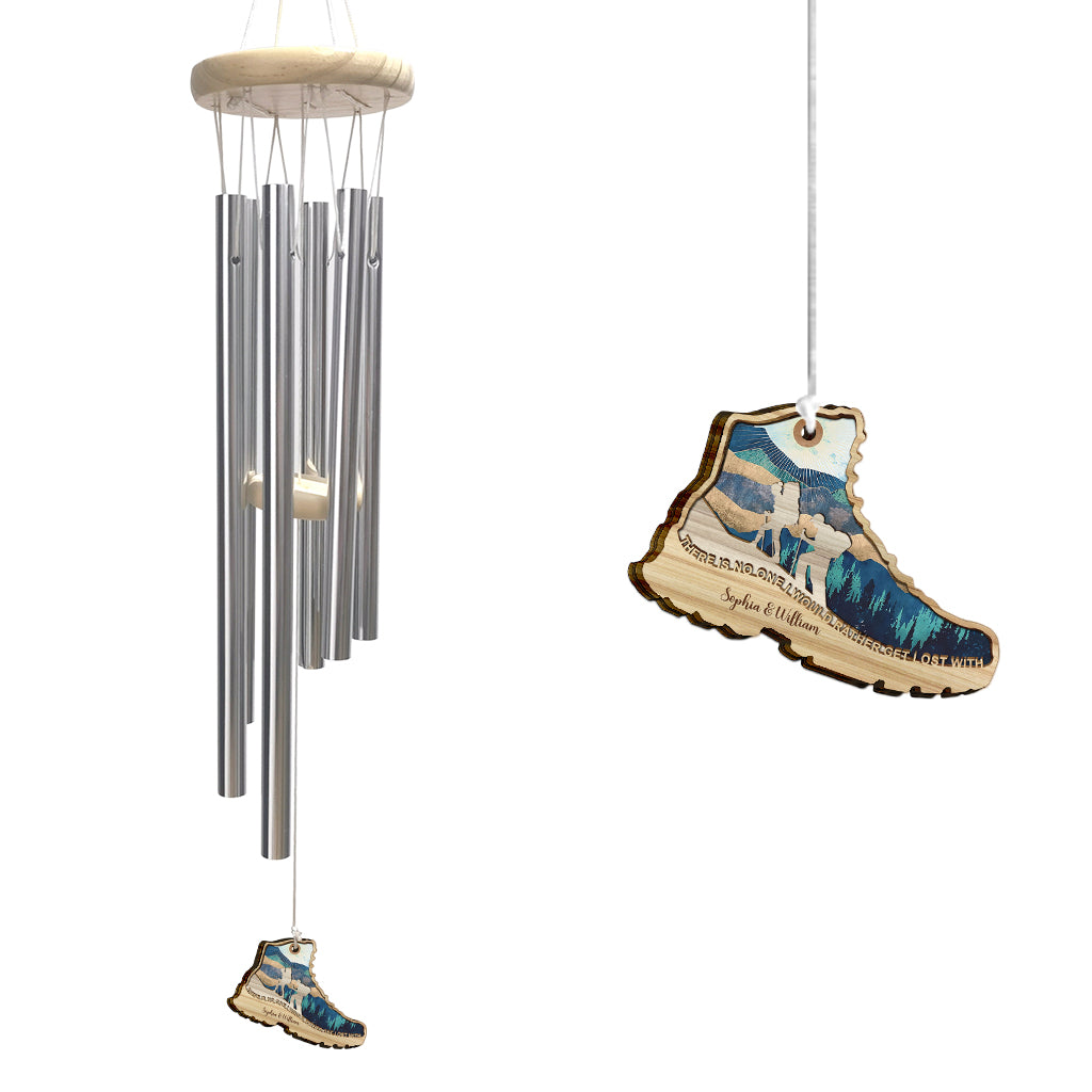 There Is No One I Would Rather Get Lost With - Hiking gift for wife, husband, boyfriend, girlfriend - Personalized Wind Chime