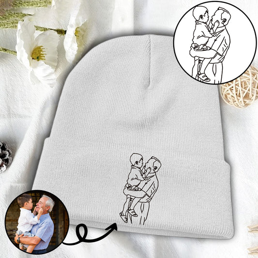 Custom Photo - Personalized Grandpa Embroidered Beanie