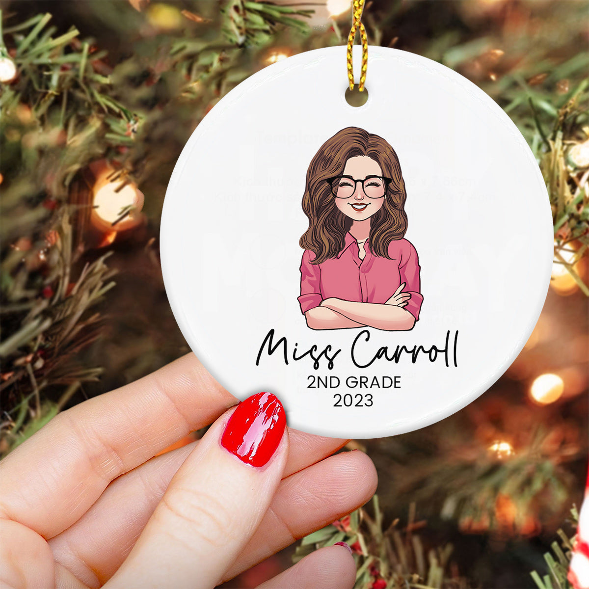 Thanks For Helping Me Shine - Personalized Teacher Ceramic Circle Ornament