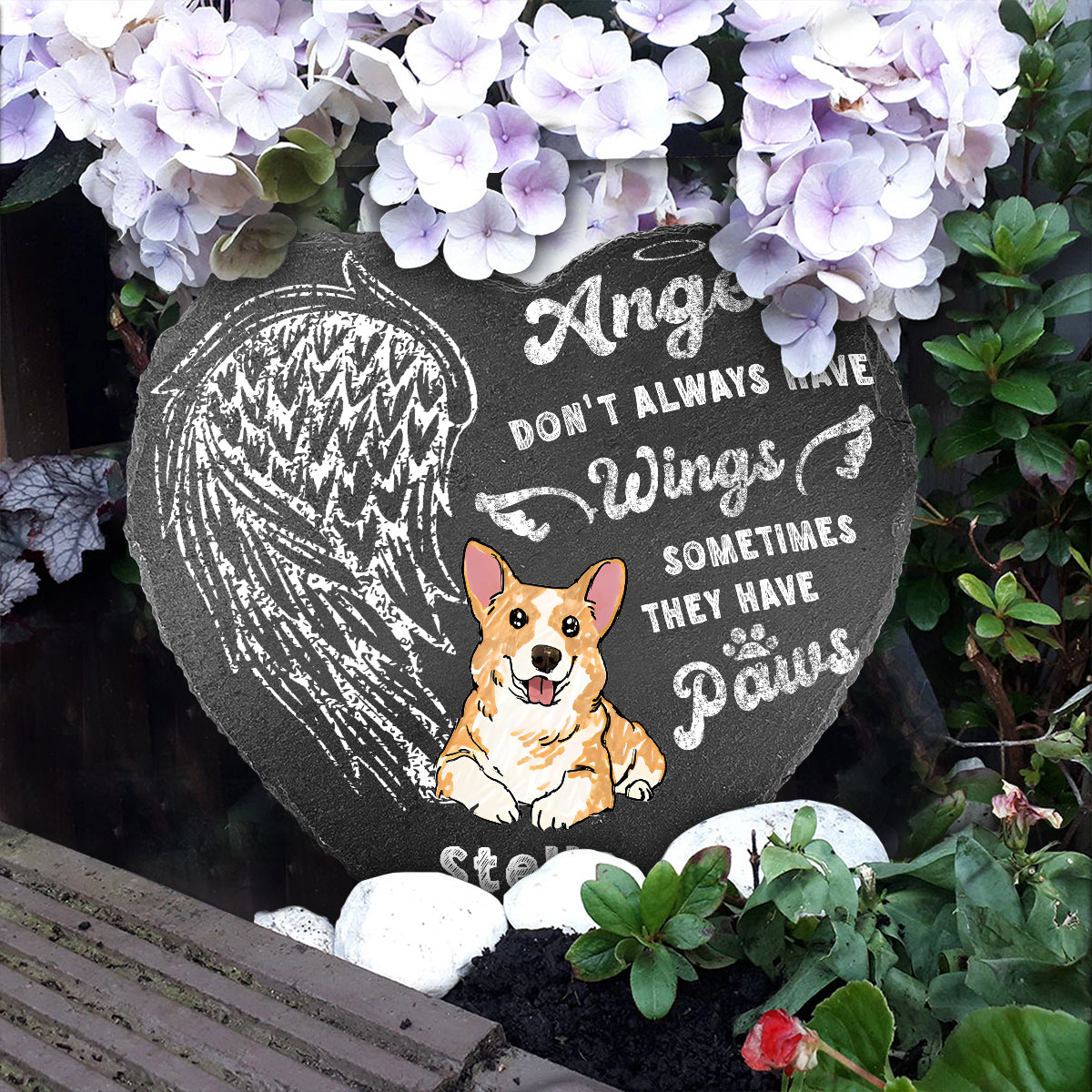 Angel Don't Always Have Wings - Personalized Dog Heart Shaped Stone
