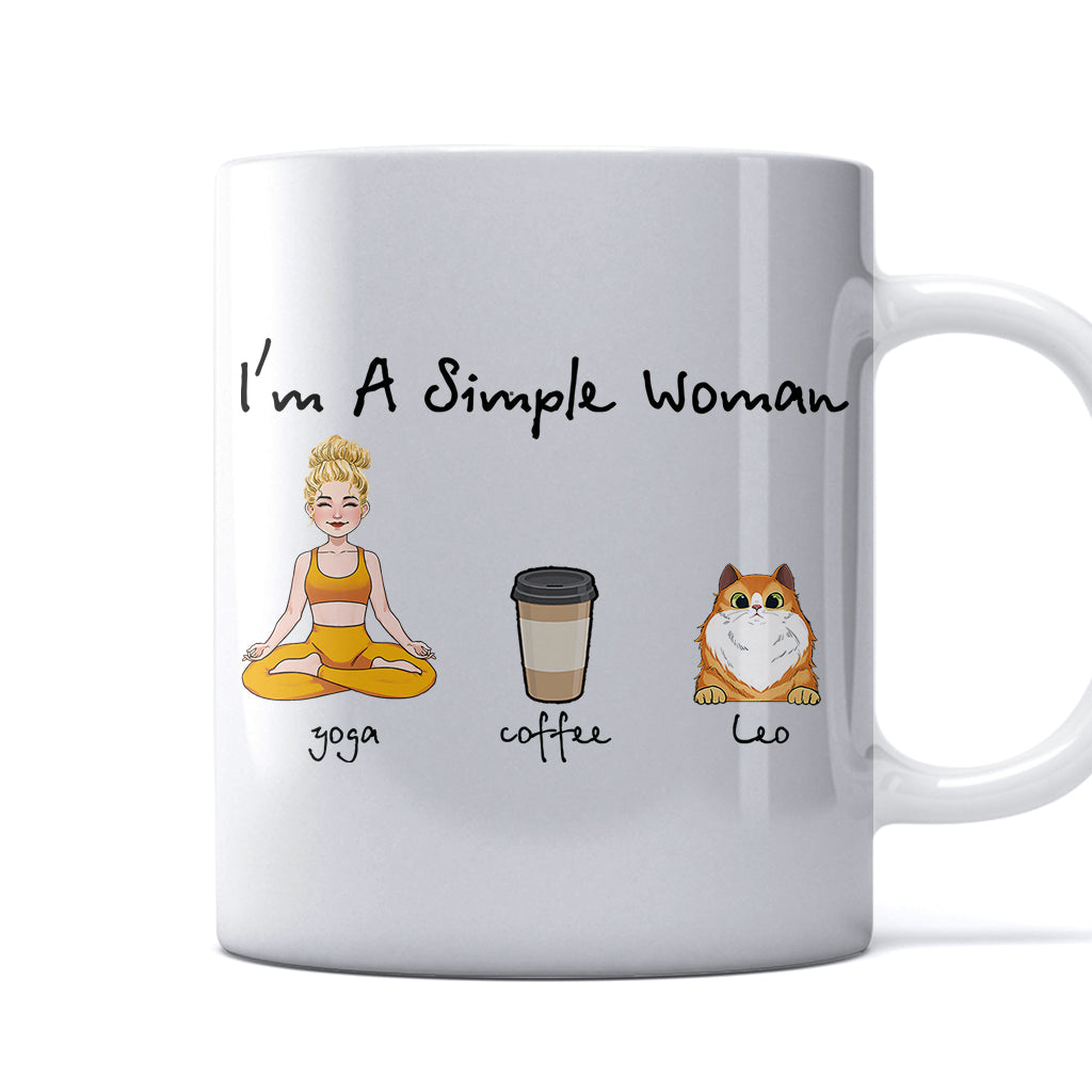 I'm A Simple Woman - Yoga gift for dog lover, cat lover, cat lover - Personalized Mug