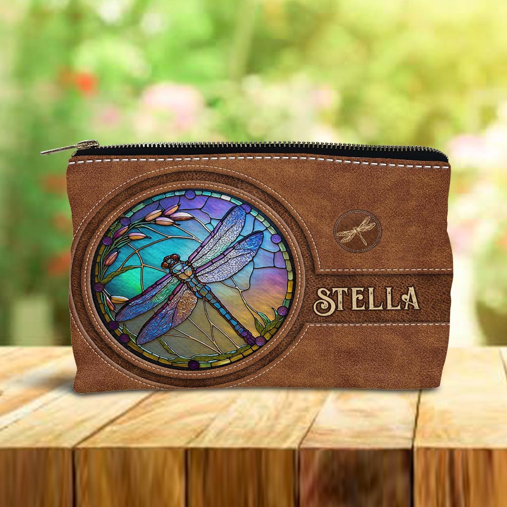 Stained Glass Dragonfly - Personalized Dragonfly Pouch
