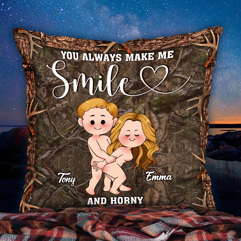 You Make Me Smile - Personalized Hunting Throw Pillow