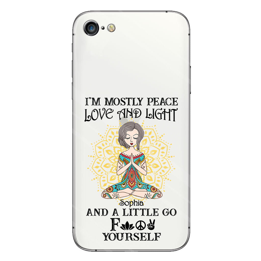 I’m Mostly Peace Love And Light - Personalized Yoga Clear Phone Case