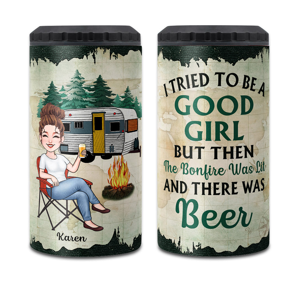 I Tried To Be A Good Girl - Personalized Camping Can Cooler