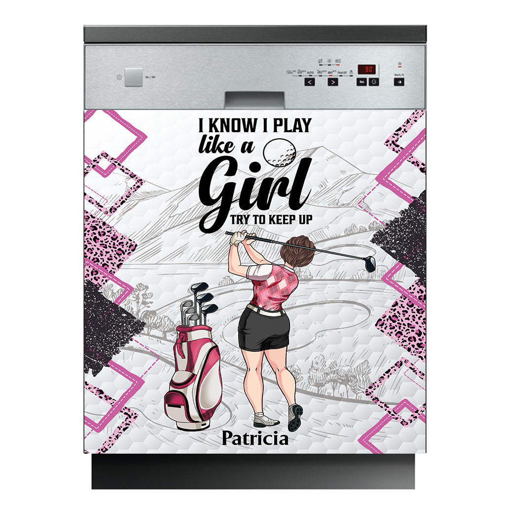 Golf Instruction - Golf gift for her, girlfriend, wife, daughter - Personalized Dishwasher Cover