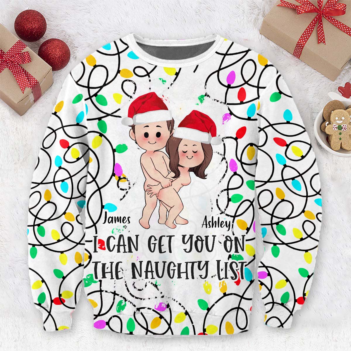 I Can Get You On The Naughty List - gift for husband, wife, boyfriend, girlfriend - Personalized Ugly Sweater